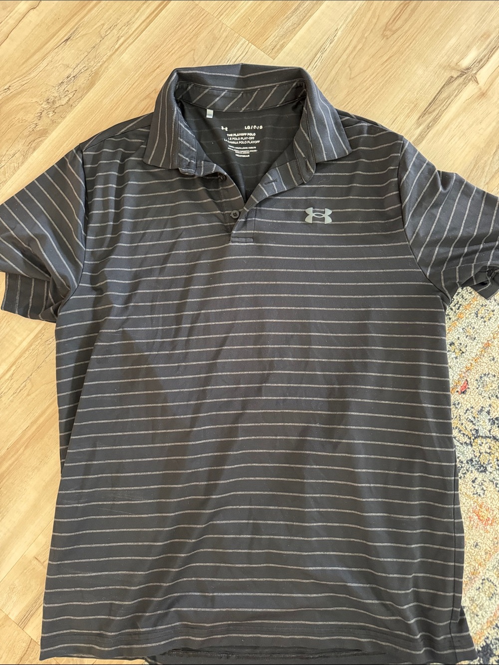 Under Armour Men's Charcoal Polo with Light Gray Stripes
